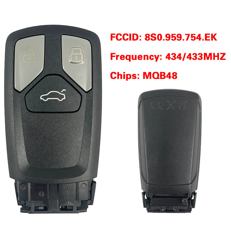 CN008153  MLB Suitable for Audi original remote control key 3 buttons 434/433Mhz MQB48 chip FCC: 8S0 959 754 EK Keyless GO