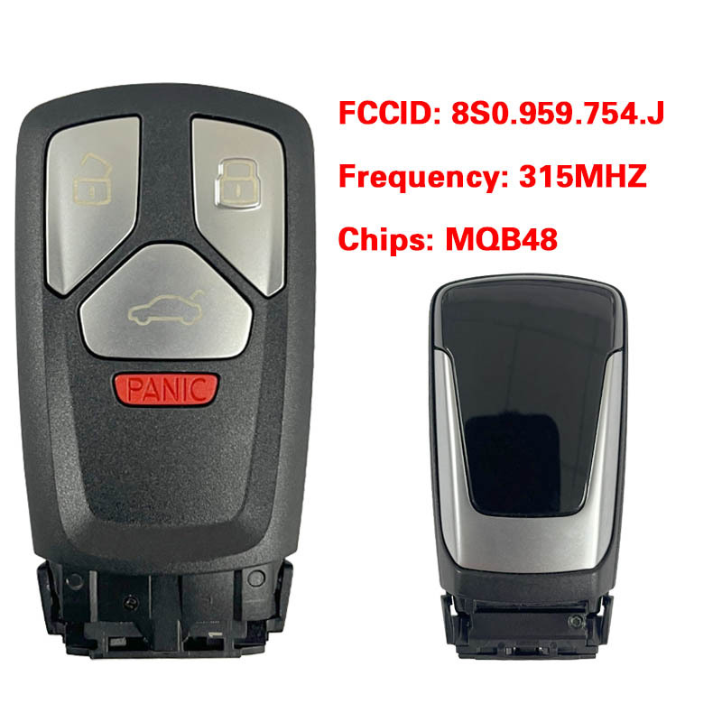 CN008152  MLB Suitable for Audi original remote control key 3+1 buttons 315Mhz MQB48 chip FCC: 8S0 959 754 J Keyless GO