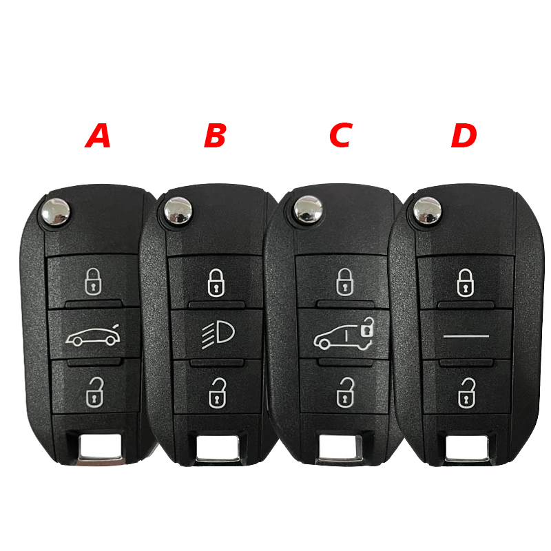 CS009052  Replacement 3 Button Remote Car Key Shell House For Citroen Peugeot 208 2008 Replace With Logo Blade key