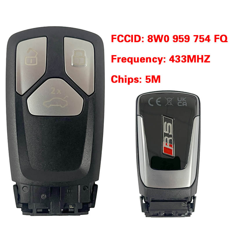 CN008161  MLB Suitable for Audi RS original remote control key 3 buttons 433Mhz 5M chip FCC: 8W0 959 754 FQ Keyless GO