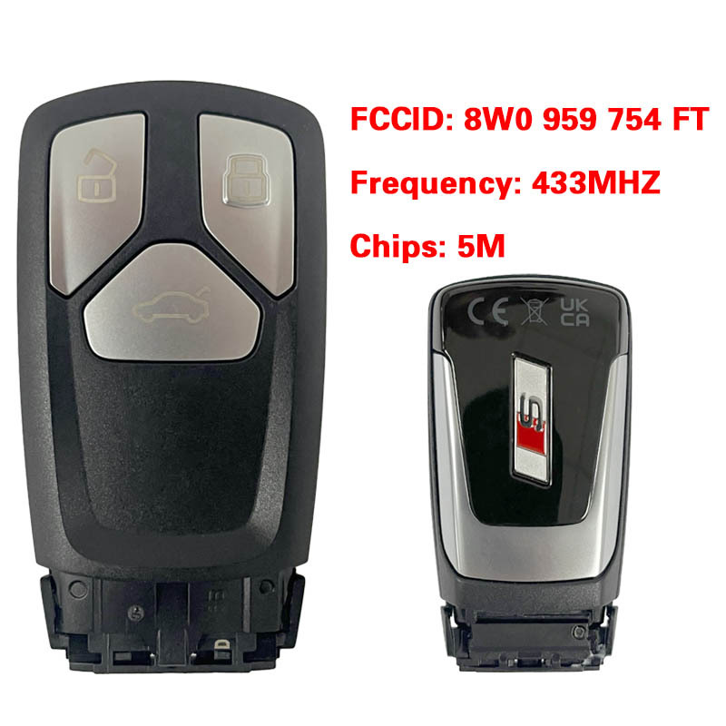 CN008166  MLB Suitable for Audi S original remote control key 3 buttons 433Mhz 5M chip FCC: 8W0 959 754 FT Keyless GO