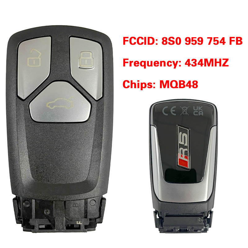 CN008167  Suitable for Audi original remote control key 3 buttons Audi RS 434Mhz MQB48 chip FCC: 8S0 959 754 FB Keyless GO