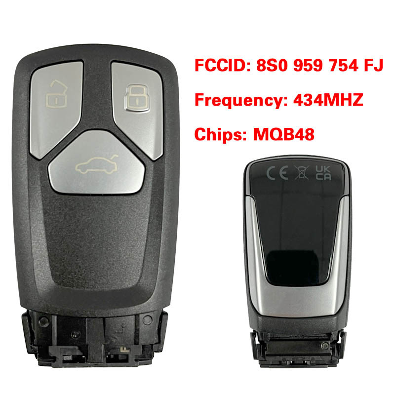 CN008170  Suitable for Audi original remote control key 3 buttons  434Mhz MQB48 chip FCC: 8S0 959 754 FJ Keyless GO