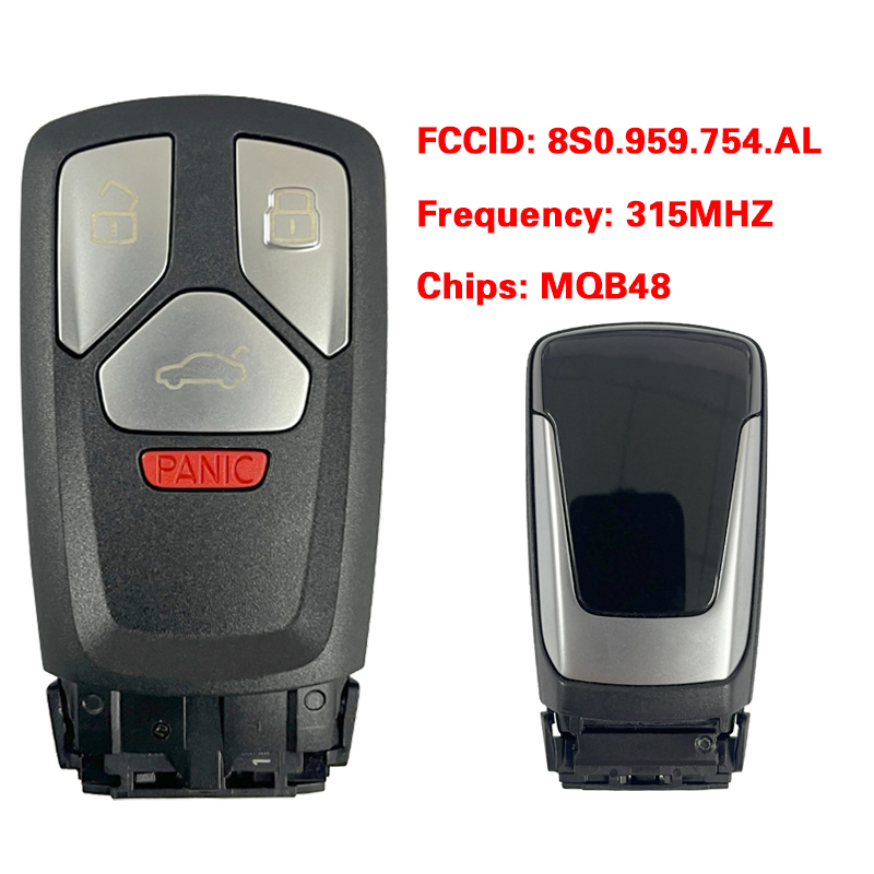 CN008154  Suitable for Audi original remote control key 3+1 buttons 315Mhz MQB48 chip FCC: 8S0 959 754 AL Keyless GO