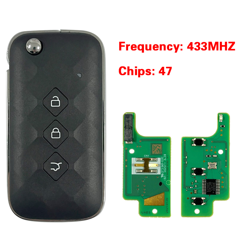 CN039002  Suitable for Wuling intelligent remote control key 3 buttons 433MHZ 47 chip