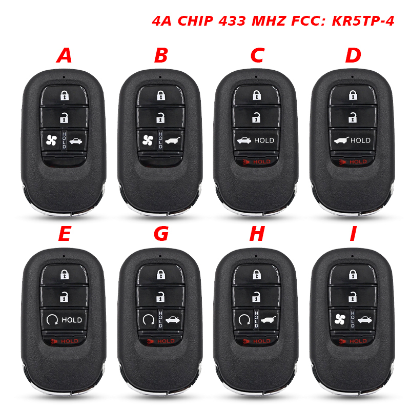 CN003164 4/5 Button Car key For Honda New XRV CRV HRV FIT ZRV Smart Remote 433MHZ 4A Chip FCC ID : KR5TP-4