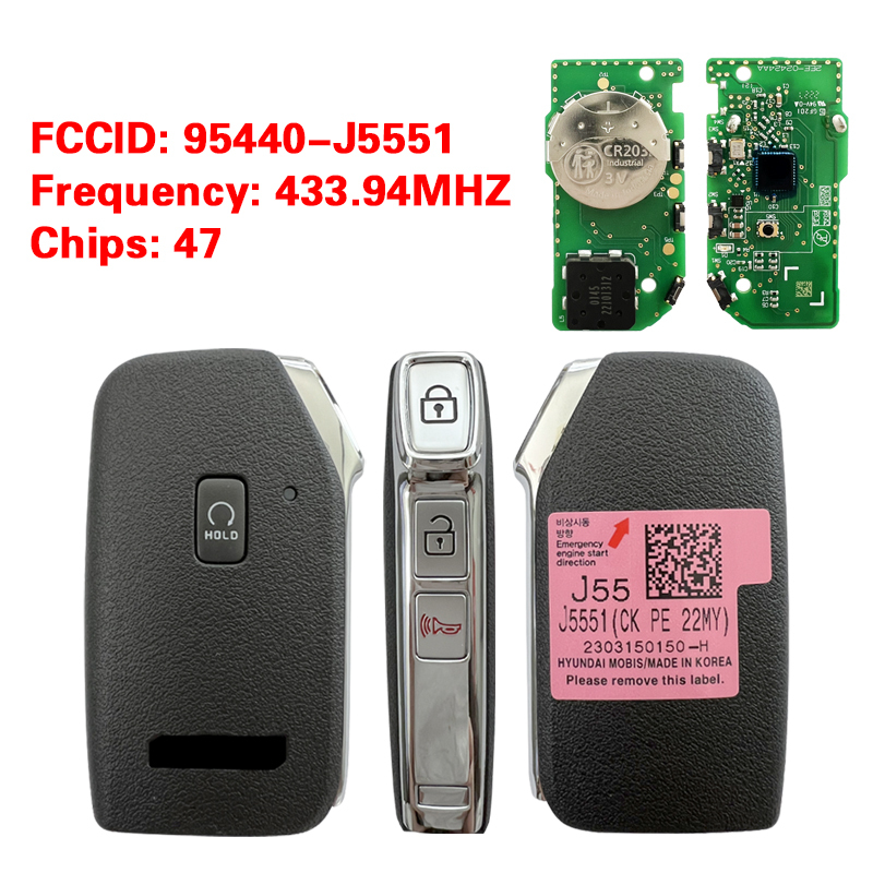 CN051193  KIA Stinger 2022 Genuine Smart Remote Key 3+1 Buttons 433MHz 95440-J5551