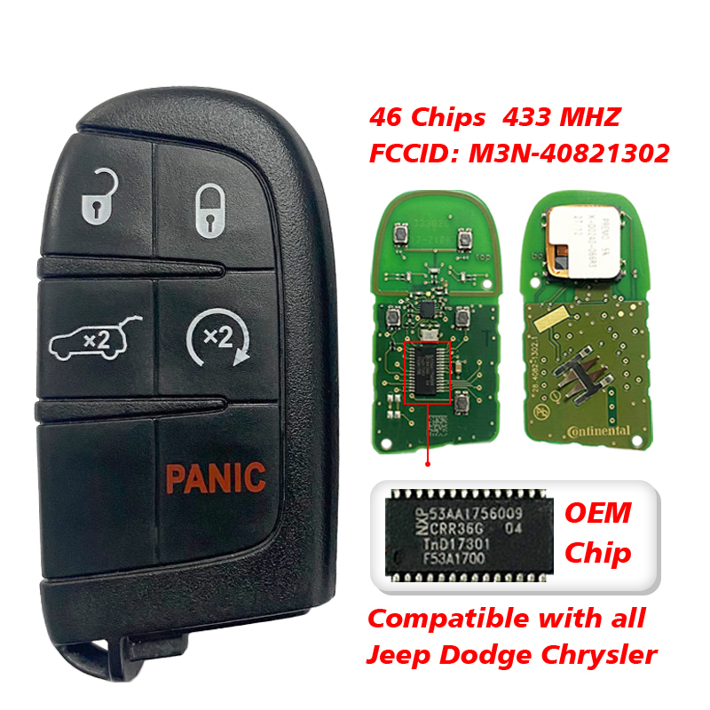CN086015 2014-2020 Jeep Grand Cherokee / 5-Button Smart Key / PN: 68143505AC / M3N40821302 (OEM)