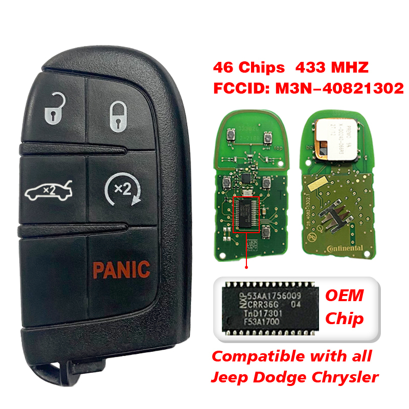 CN087004 For Dodge 5 button  Smart Remote Key 433mhz M3N-40821302