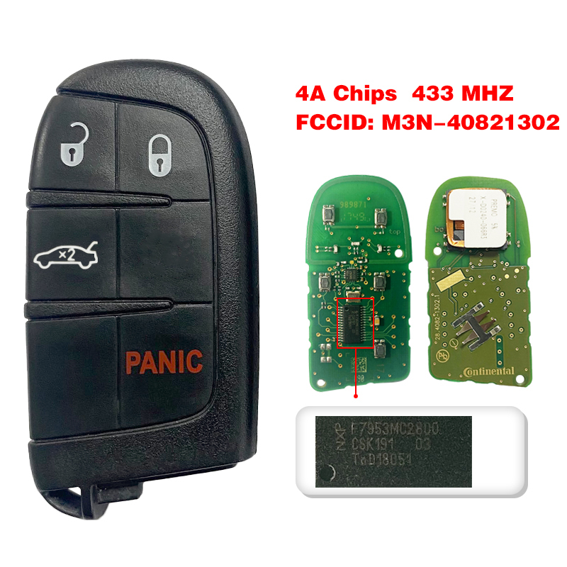 CN015054 2016-2018 Chrysler 200 300 Keyless Entry Smart Remote Key AES Chip FCC ID M3M40821302