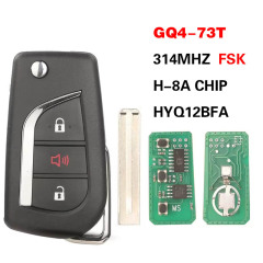 CN007314  Flip Remote Car Key 314MHz FSK H 8A Chip for Toyota RAV4 Camry Corolla 2015-2021, FCCID: GQ4-73T