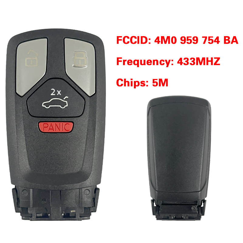 CN008177  MLB Suitable for Audi original remote control key 3+1 buttons 433Mhz 5M chip FCC: 4M0 959 754 BA Keyless GO