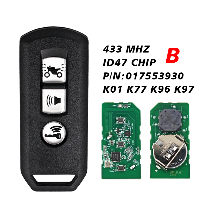 MK0030 2/3 Button Smart Key Fob 433MHz ID47 Chip for Honda K35V3 ADV SH 150 Forza 300 125 PCX150 Motorcycle Scooter K01 K77 K96 K97