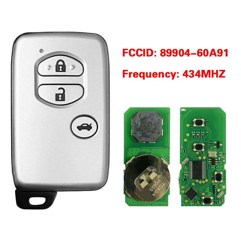 CN007171 For Toyota Land Cruiser 2008+ Smart Key, 2Buttons, B77EA P1 98 4D-67 Chip, 433MHz Light Gray 89904-60A91 Keyless Go PCB A433