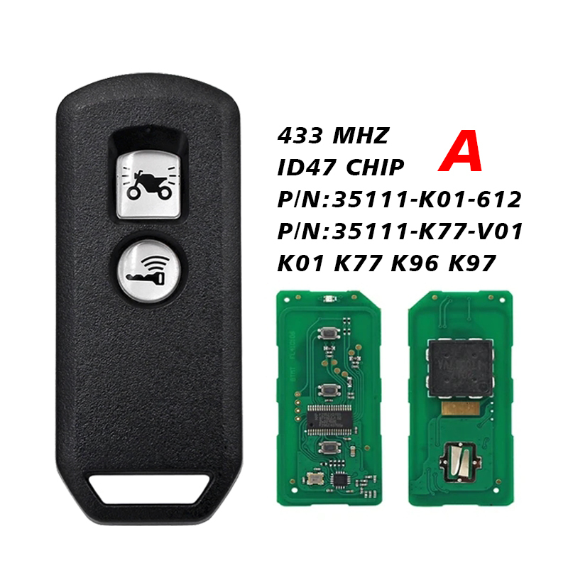 MK0030 2/3 Button Smart Key Fob 433MHz ID47 Chip for Honda K35V3 ADV SH 150 Forza 300 125 PCX150 Motorcycle Scooter K01 K77 K96 K97