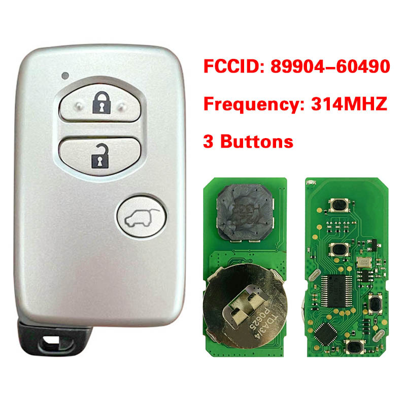 CN007259 314MHz Smart Card Proximity Remote Key Unlocked for TOYOTA PRADO 2010-2017 3 Button 89904-60490 FCC ID: B74EA