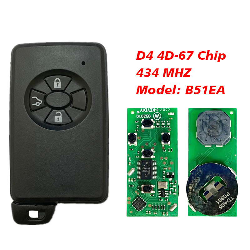 CN007189 Toyota Corolla, Auris, Rav4, Yaris 2006+ Smart Key, 2Buttons, B51EA 0780 PCB P1 D4 4D-67, 433MHz 89904-52071 89904-42050 89904-52072