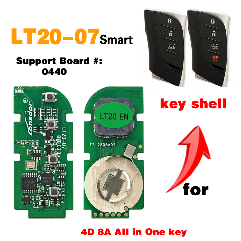 KH050  LT20-01/02/03/04/05/07/08 Smart Key PCB 8A+4D Adjustable Frequency For Toyota For Lexus Support K518 & K518ISE & KH100+