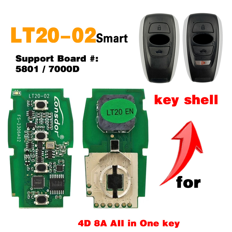 KH050  LT20-01/02/03/04/05/07/08 Smart Key PCB 8A+4D Adjustable Frequency For Toyota For Lexus Support K518 & K518ISE & KH100+
