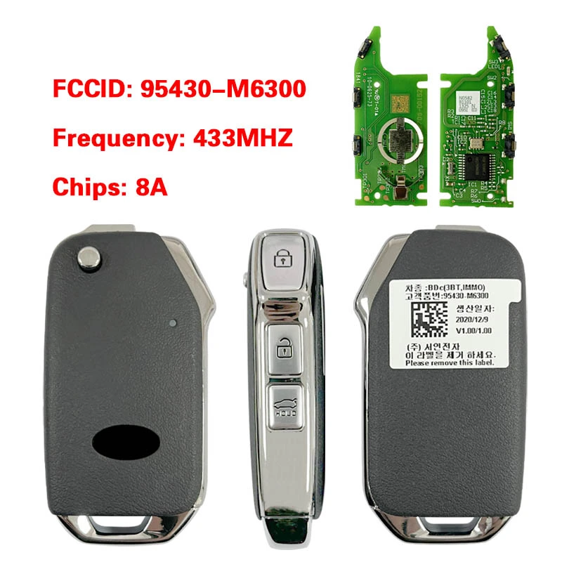 CN051174  GENUINE KIA CERATO 2018-2020 REMOTE HEAD FLIP KEY 3BUTTONS 433MHZ - 95430-M6300