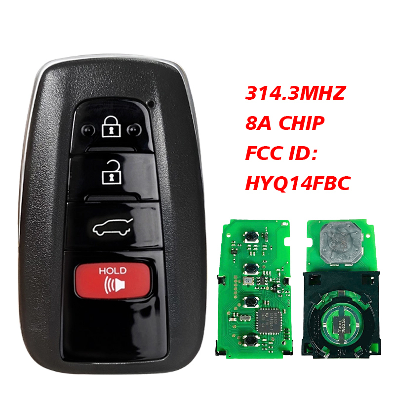 CN007183 314.3MHz 8A Chip HYQ14FBC Replacement Smart 3+1 4 Button Proximity Remote Car Key Fob for Toyota RAV4 2019 2020 2021