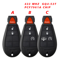 CN087061 3/4/5 Buttons GQ4-53T Remote Car Key 4 Buttons 433MHz PCF7961A Chip for Dodge RAM 1500 2500 3500 4500 2013-2018