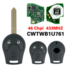 CN027020 Genuine NISSAN Micra key head remote, 2buttons, FCC ID:CWTWB1U761, PCF7936 chip,