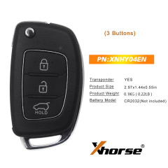 Xhorse XNHY04EN 3 Buttons Wireless Universal Remote Key for Hyundai Style Flip