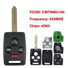 CN034016  433MHz 4D62 Chip FCC ID: CWTWBU745 Replacement Remote Car Key Fob for Subaru L-egacy Outback B9 Tribeca 2006-2009