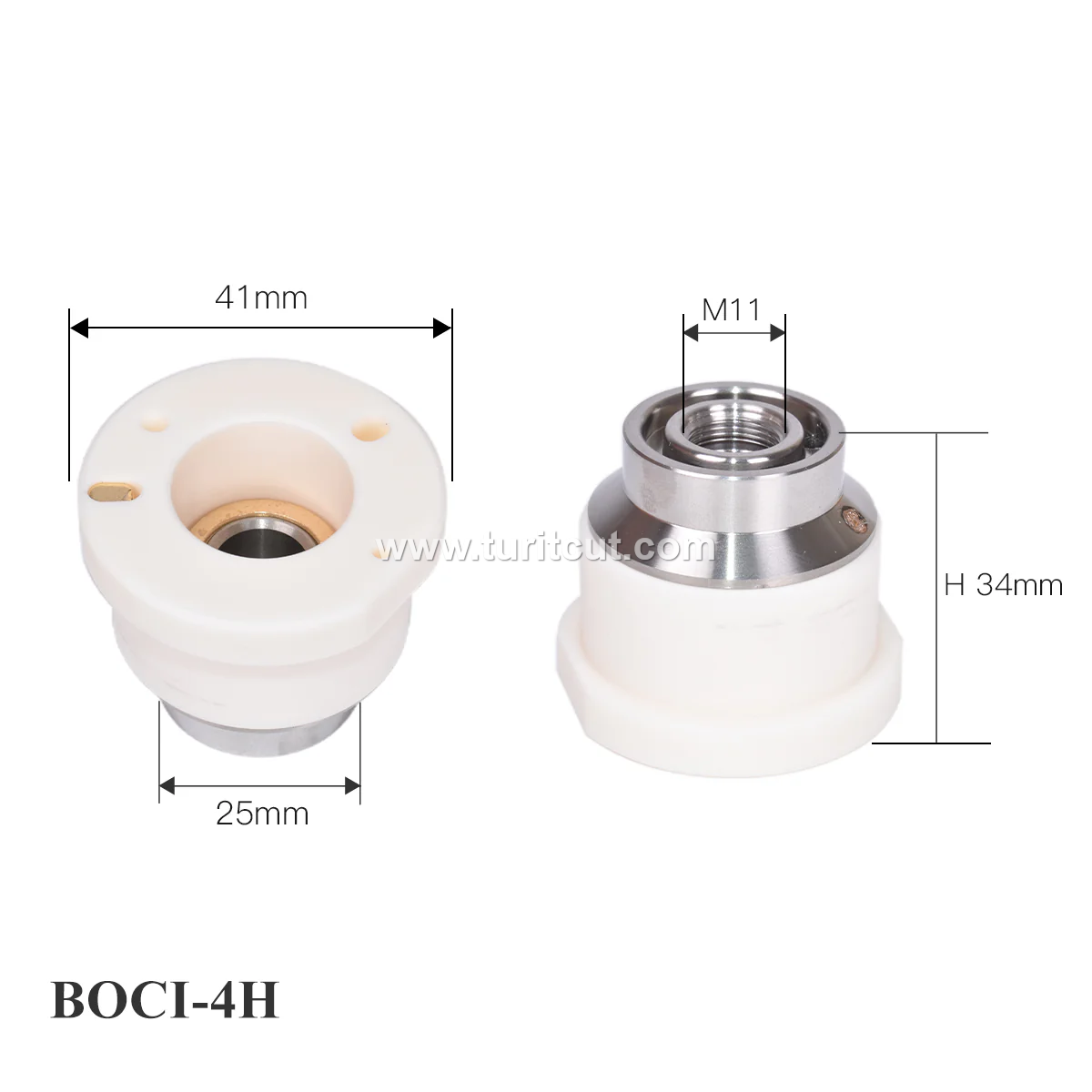 BOCI LaserMech With Hole Cutting Head Ceramic Rings M8 Nozzle Connector