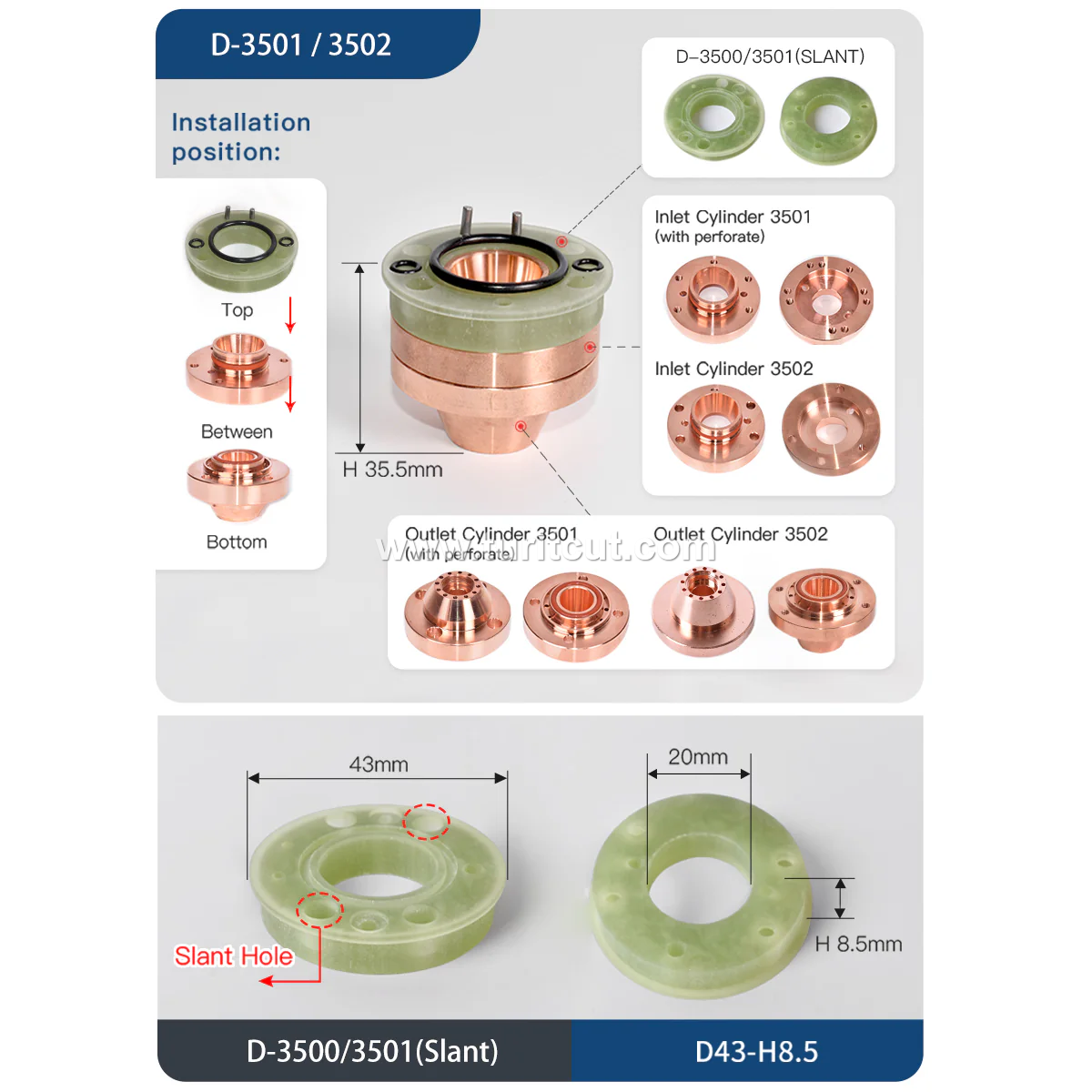 Laser Ceramic Insulating Ring 3501/3502 Slant Hole 2700/2702