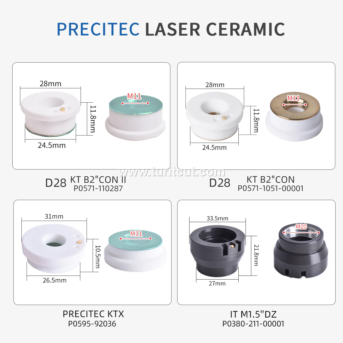 Precitec Original D28 KTX KT-XB M5 M6 Laser Ceramic Ring for Laser Cutting Head