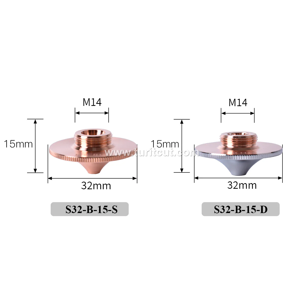 OEM Fiber Laser Nozzles D32mm Raytools WSX Precitec Chrome Plated Cutting Nozzle