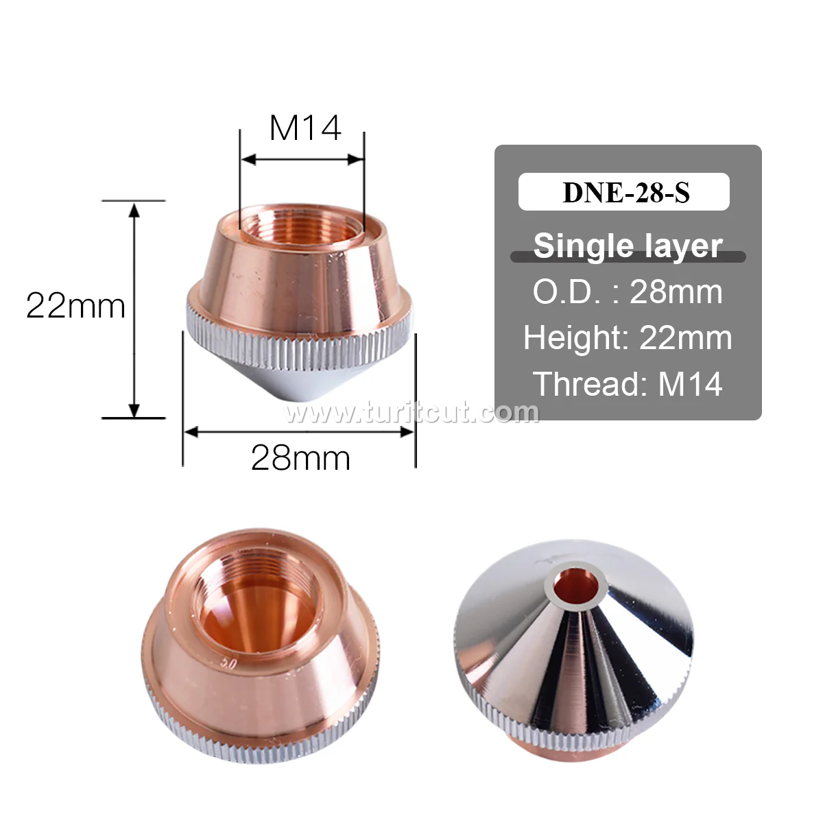 28mm M14 H22 Laser Nozzle & Connection Seat Nozzles For Laser Cutting Machine