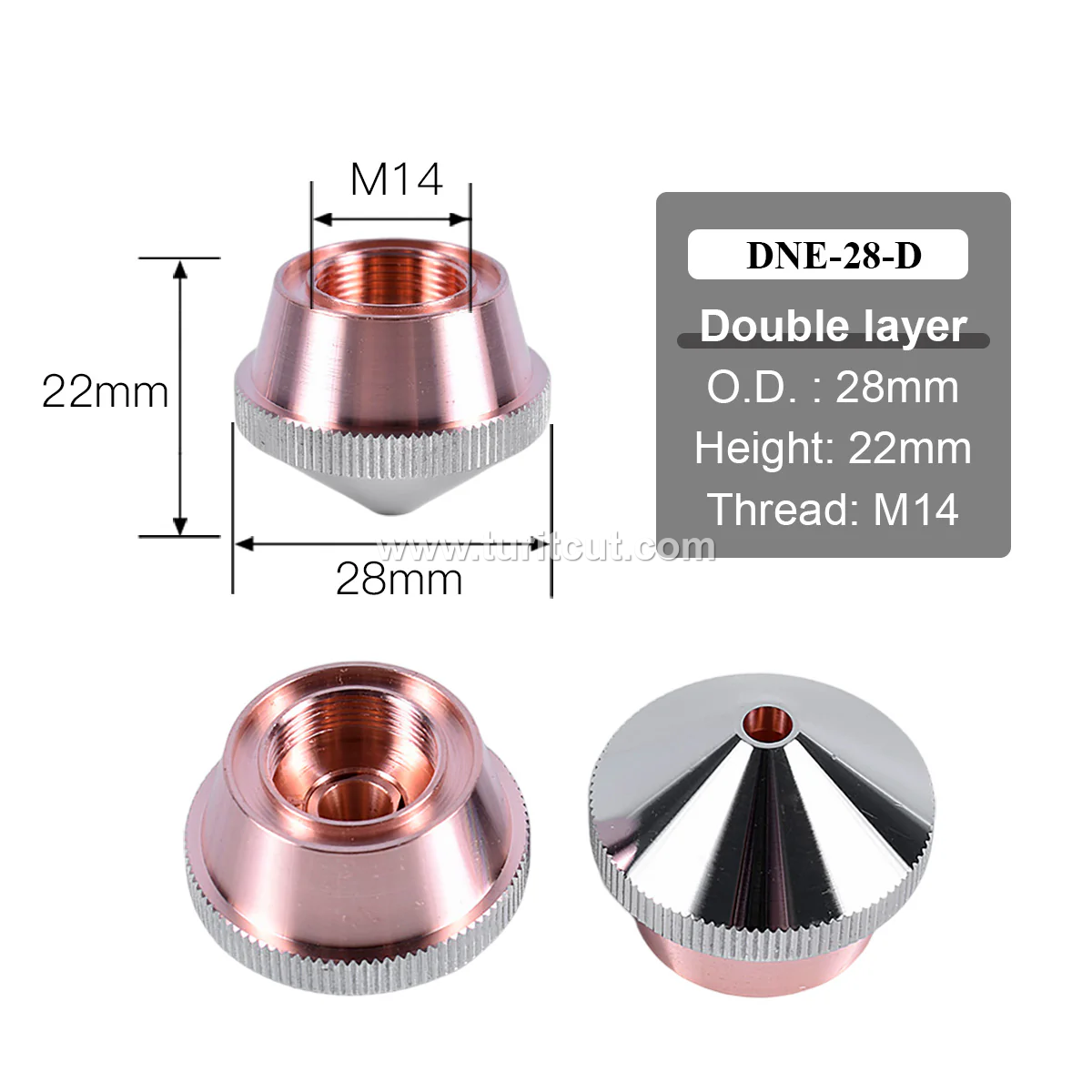 28mm M14 H22 Laser Nozzle & Connection Seat Nozzles For Laser Cutting Machine