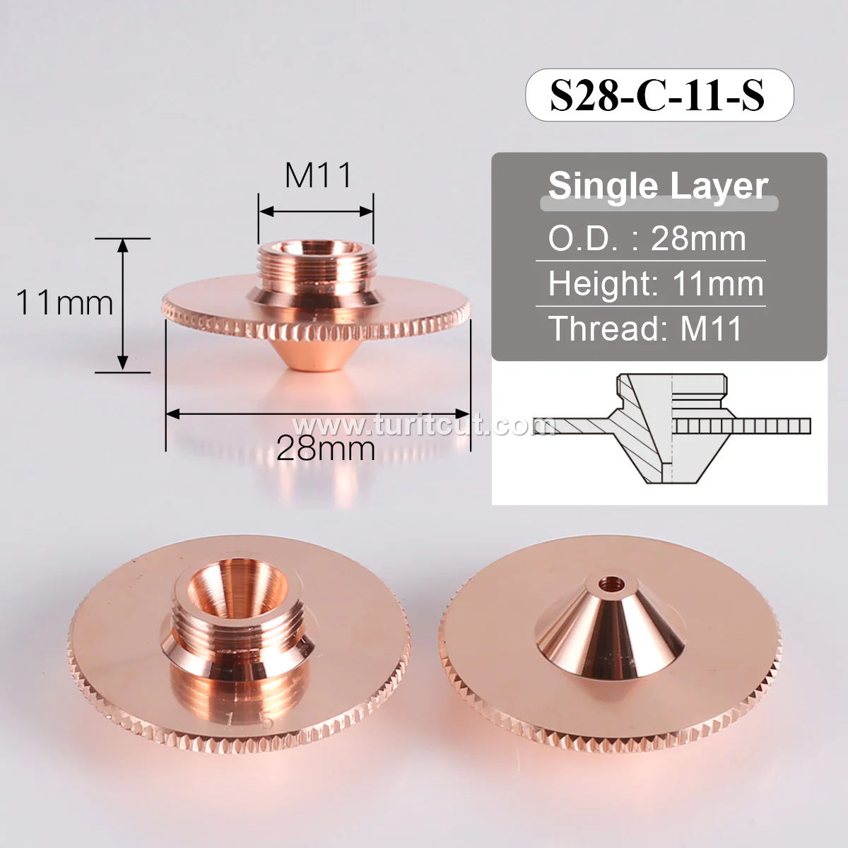 S28C Bulge Laser Nozzle For Raytools Precitec Nozzles Fitting Parts