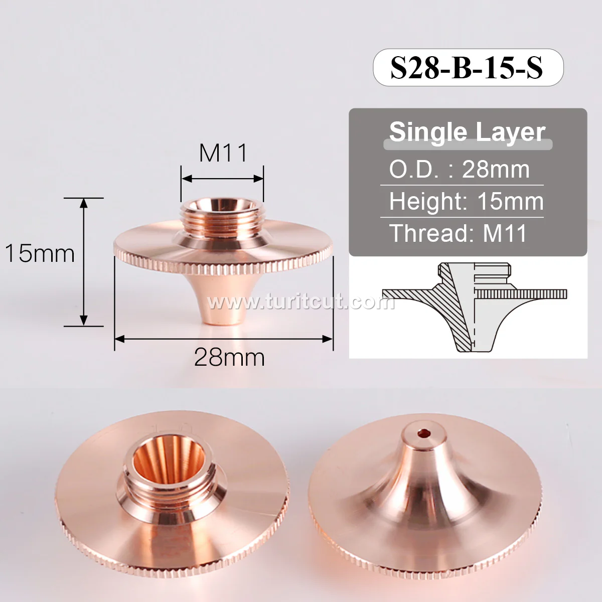 S28B Laser Cutting Nozzles For Precitec Fiber Machine Welding Parts