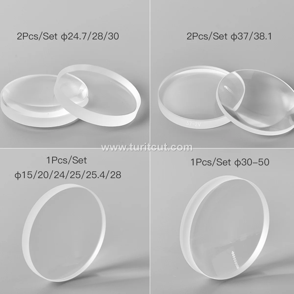 2PCS Laser Focus Collimating Lens D37 38.1mm F100 150 200 Fused Silica Lens