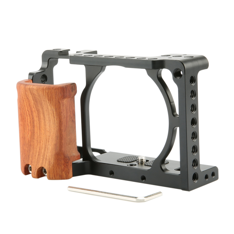 Niceyrig Cage with Wooden Handgrip for Sony A6000/A6300