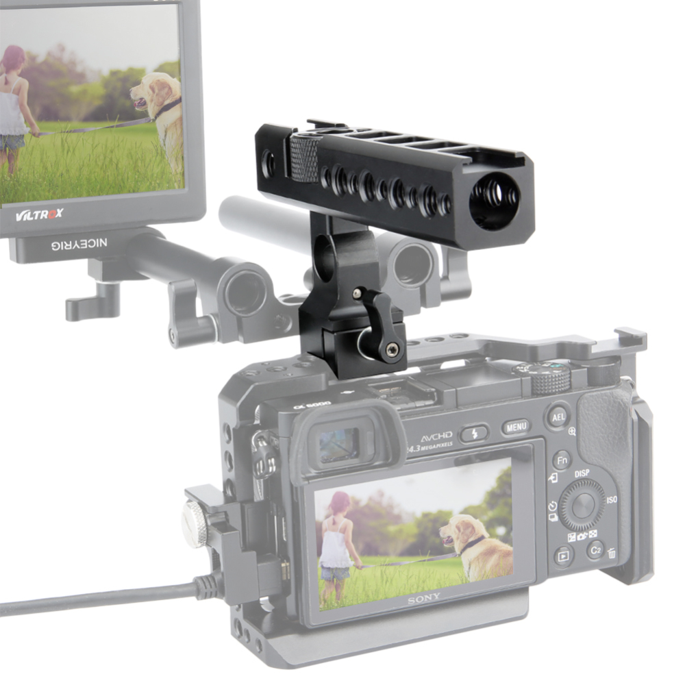 NICEYRIG Quick Release NATO Top Handle with 15mm Rod Clamp and Cold Shoe Mounts