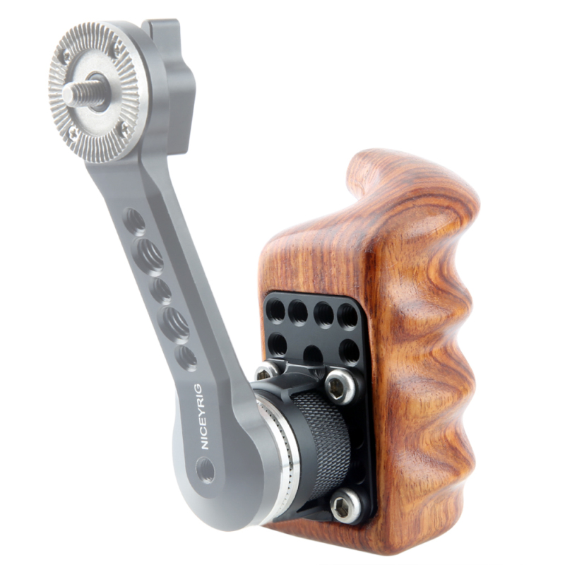 NICEYRIG Wooden Handle Grip with ARRI Specifications Rosette （left）