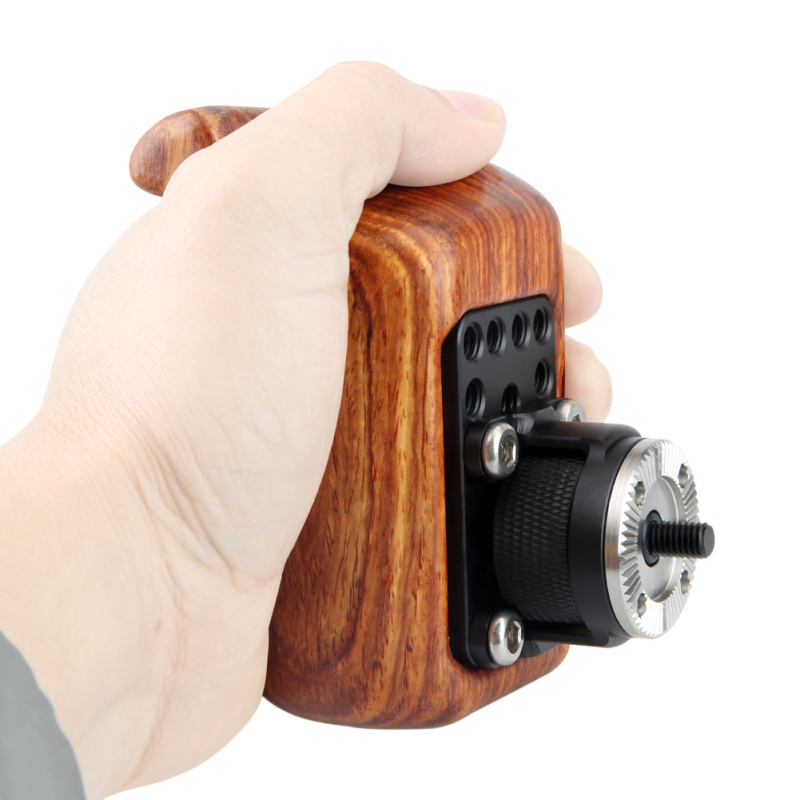 NICEYRIG Wooden Handle Grip with ARRI Specifications Rosette （left）