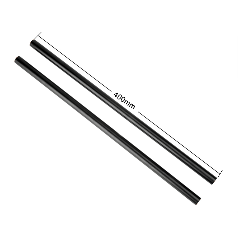 NICEYRIG 15mm Rod Black Aluminum Alloy 40cm 16inch Long for Shoulder Rig Support System (Pack of 2)
