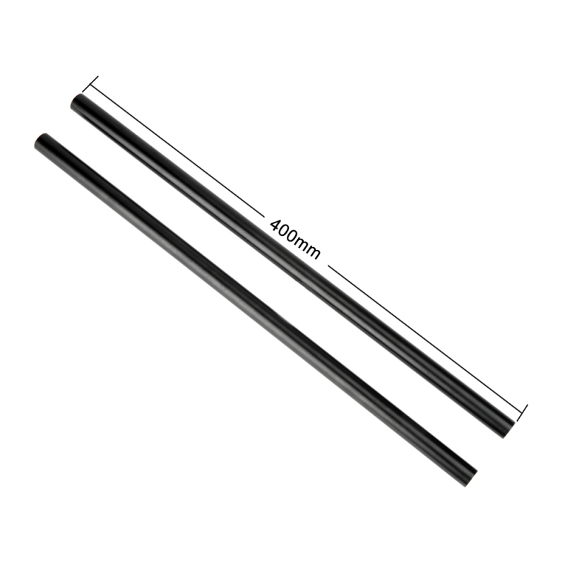 NICEYRIG 15mm Rod Black Aluminum Alloy 40cm 16inch Long for Shoulder Rig Support System (Pack of 2)
