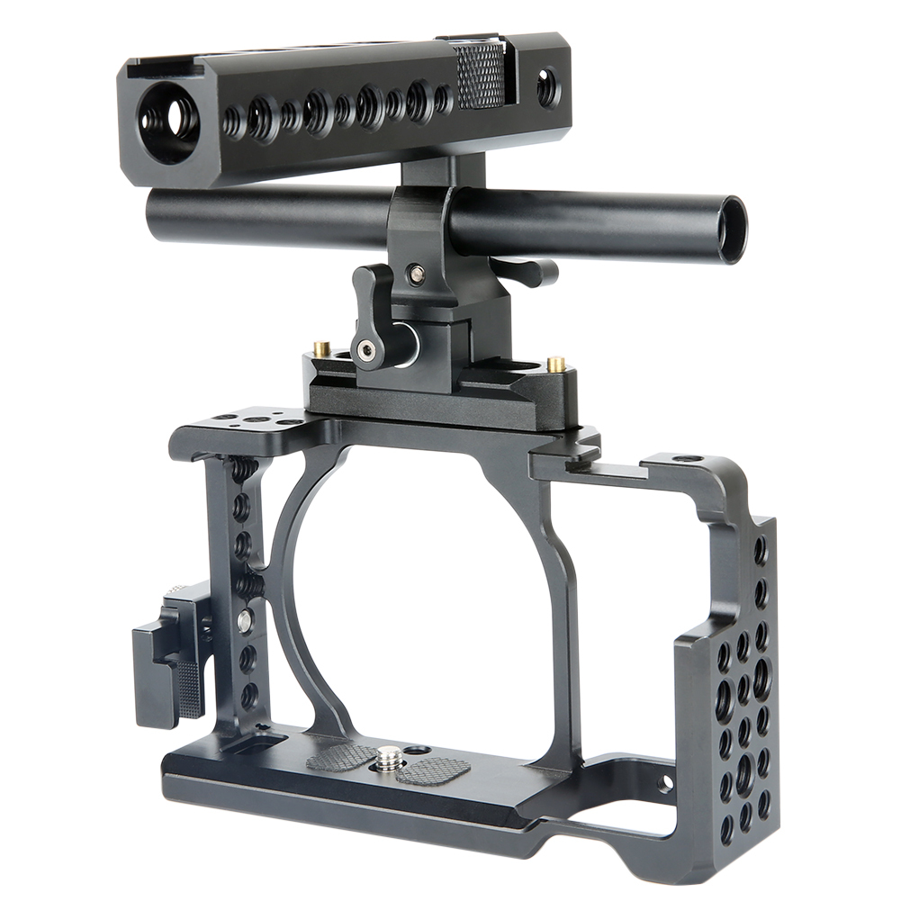 NICEYRIG A6400 A6300 A6000 Camera Cage Kit with NATO Handle Cable Clamp 15mm Rod NATO Rail for DLSR Sony A6300 A6000