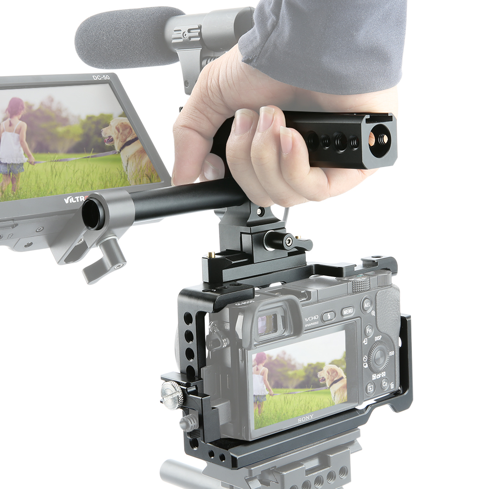 NICEYRIG A6400 A6300 A6000 Camera Cage Kit with NATO Handle Cable Clamp 15mm Rod NATO Rail for DLSR Sony A6300 A6000