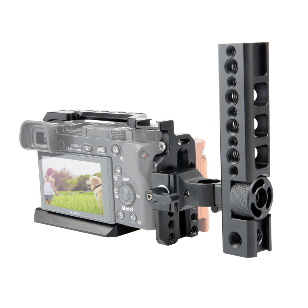 NICEYRIG A6400 A6500 Camera Cage Kit with QR NATO Handle Grip Cable Clamp 15mm Rod for Sony A6500