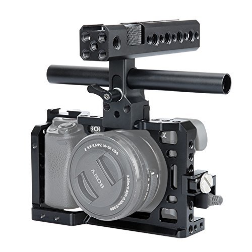 NICEYRIG A6400 A6500 Camera Cage Kit with QR NATO Handle Grip Cable Clamp 15mm Rod for Sony A6500