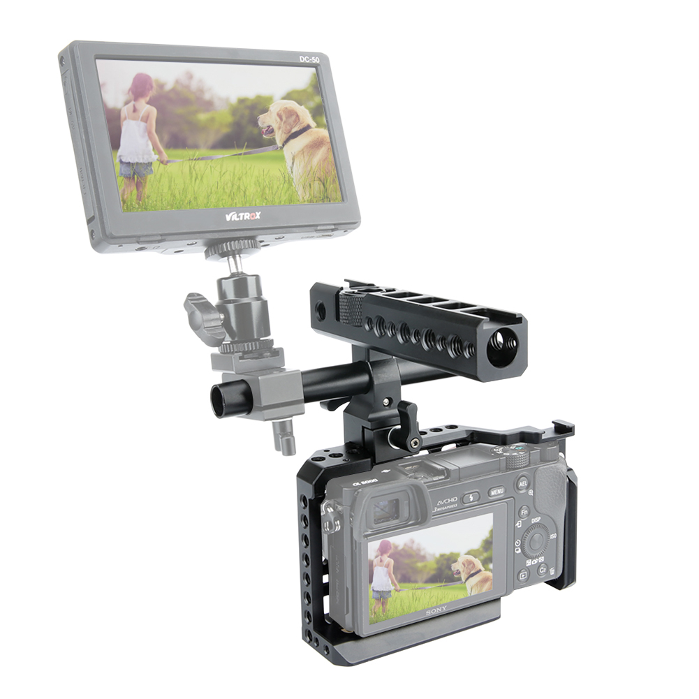 NICEYRIG A6400 A6500 Camera Cage Kit with QR NATO Handle Grip Cable Clamp 15mm Rod for Sony A6500