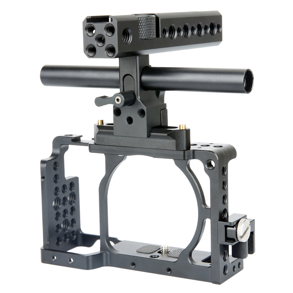 NICEYRIG A6400 A6300 A6000 Camera Cage Kit with NATO Handle Cable Clamp 15mm Rod NATO Rail for DLSR Sony A6300 A6000